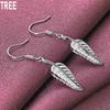 925 Sterling Silver Feather Dangling Piercing Earrings Fashion Wedding Jewelry