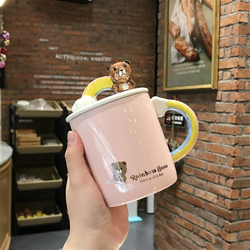 Creative Personality Mug Cute Girl Heart Cup Large Capacity Internet Celebrity Trendy Coffee Cup Household Ceramic Water Cup