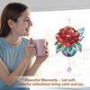 Rose Suncatcher - Birth Flower Gifts for Women, Birth Flower with Name Suncatcher Ornament with Crystal, for Mom, Grandma