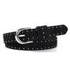 Velvet Studded Leather Belt with Pin Buckle - Retro Hip Hop Style for Women