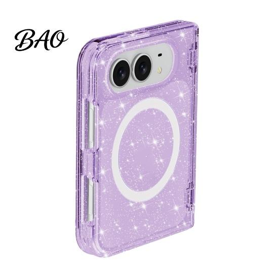 Durable Scratch Resistant Magnetic Glitter Case for IPhone Fold, Clear Phone Protector Shell, Shell Precise Cutout, Guard Anti-fall Protection MagSafe