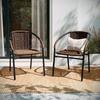 Set of 2 Modern Rattan Stack Chairs Indoor/Outdoor Patio Curved Back Cross Bracing Brown, Customized