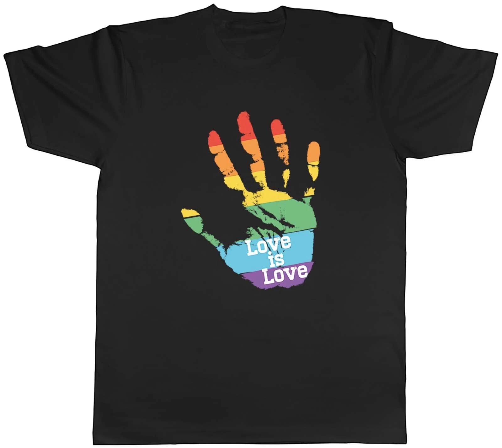 Pride Hand Print Love Is Love Mens Unisex T-Shirt Tee Gift S