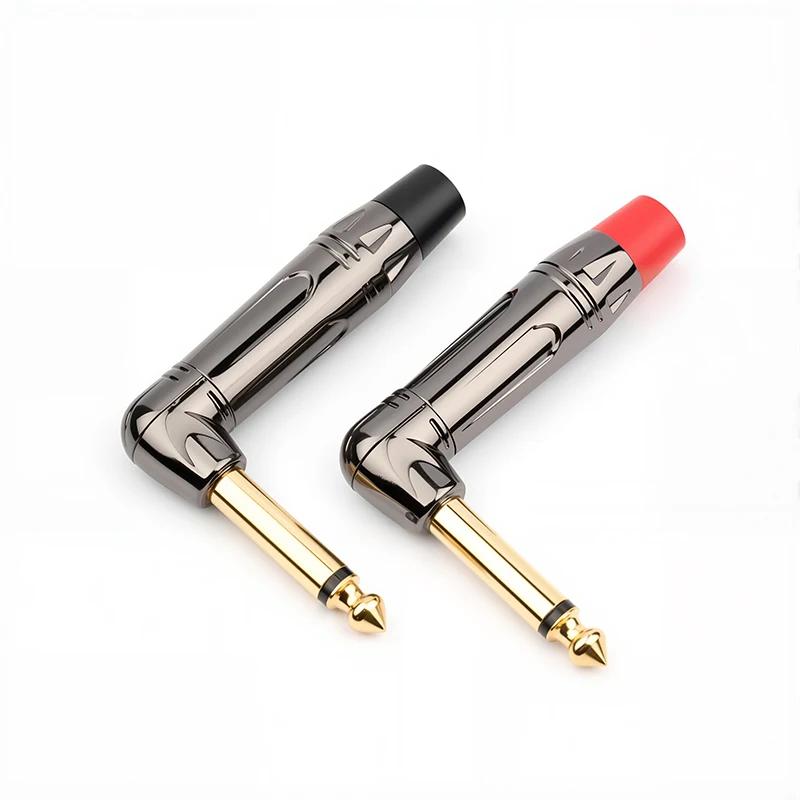 90 Degree Elbow Right Angle Soldering Plug 6.35mm 2/3 Pole Mono / Stereo Jack Connector