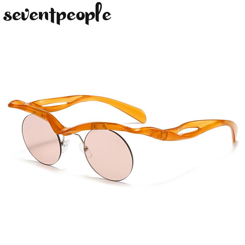 

Punk Round Rimless Sunglasses Women Men Luxury Brand Vintage Small Frame Sun Glasses With UV400 For Ladies Stylish Eyewear
