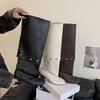 Two wear removable knee boots 2025 summer new retro thick heel rivet thin tall stacking boots