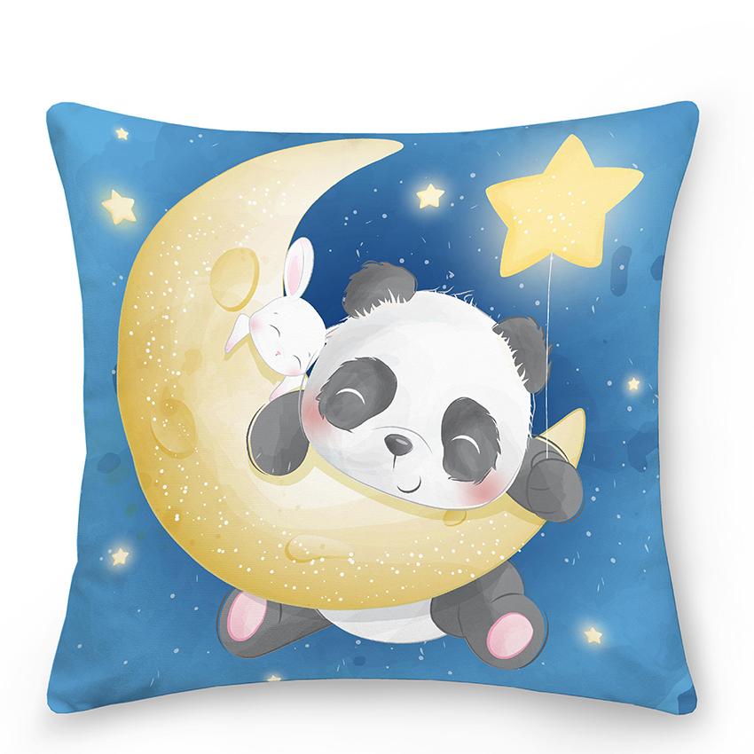 

Спальня Гостиная Диван Наволочка Милая Панда Животный Принт Мультфильм Подушка Чехол Синий Дом 40x40cm