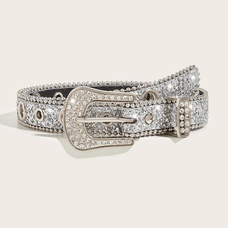 Spice girl belt women's fashion trendy eye shiny rhinestone buckle wide belt waist chain