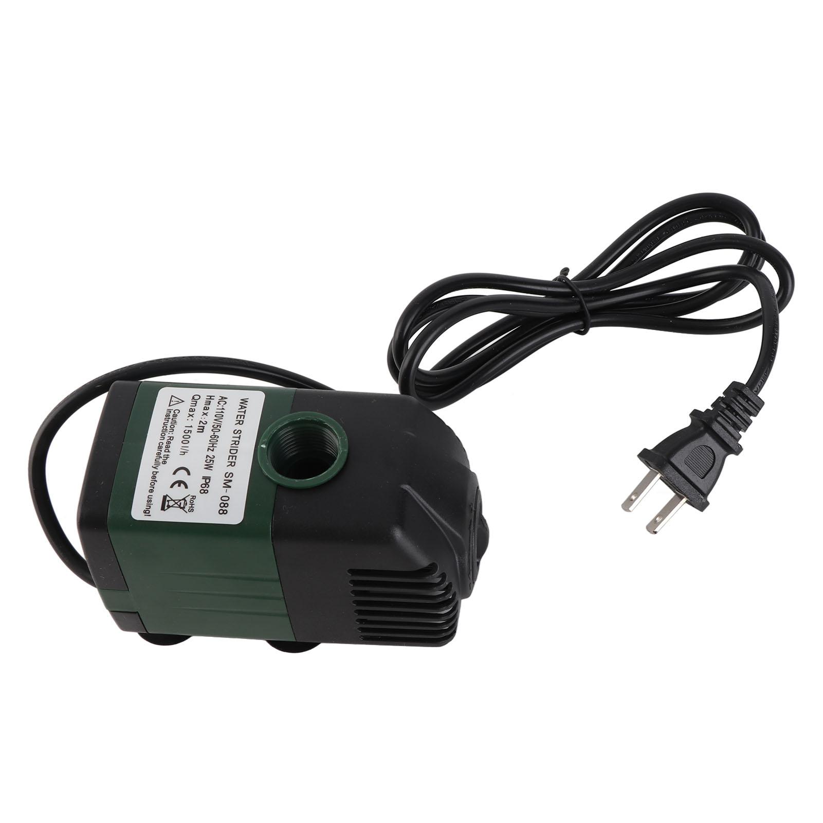 

1500L H 25W Submersible Water Pump for Aquarium Tabletop Fountains Pond Water Gardens and Hydroponic Systems with 2 US Plug чорний