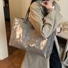 Glossy Transparent Jelly Bag Large Capacity Letter Prints Handbags Fashion PVC Tote Bag  Swimming