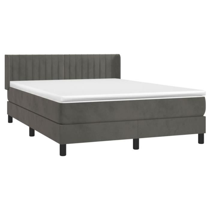 3131076 vidaXL Divan-lit Et Matelas Gris Foncé 140x190cm Velours