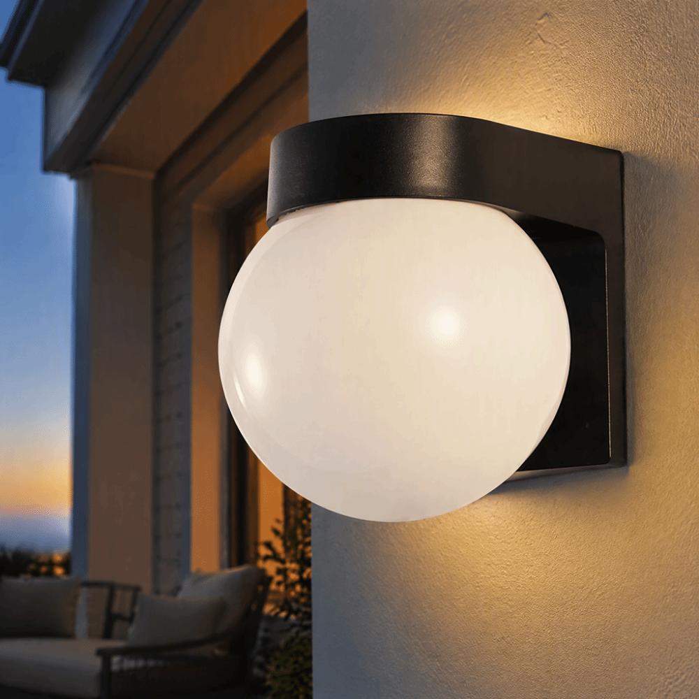 1pcs Black Finish Garden Lamp Round Globe Exterior Wall Light Creative Outdoor Wall Sconce Outdoor