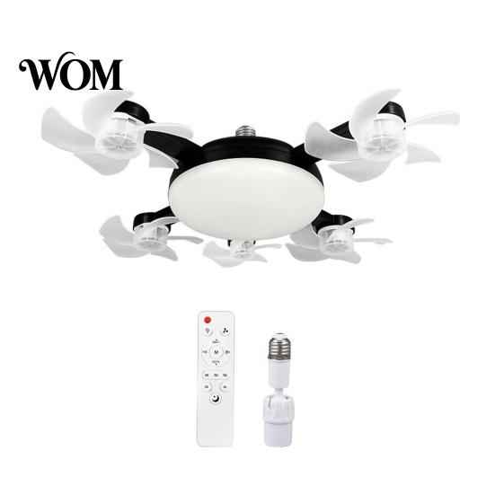 Smart Home Ceiling Fan 3/4/5 Blade with Light & Remote Control, 2-in-1 Silent LED Drone Foldable Blades, 3-Speed Dimmable E27 Socket for Bedroom