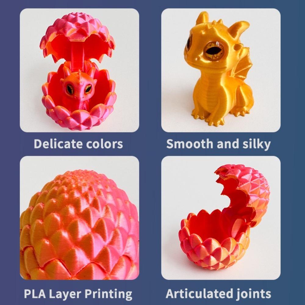New 3D Printed Dragon Egg Creative Colorful Dragon Egg Model Toy Collectible Cute Dragon Baby Desktop Ornament Party Favors