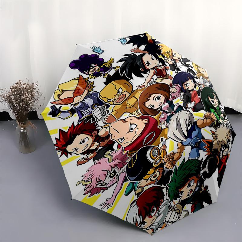 1pc Outdoor Umbrella with My Hero Academia Characters - Automatic Opening/Closing, Portable 3-Fold Design, 8-Rib Iron Frame - Perfect Gift for Fa