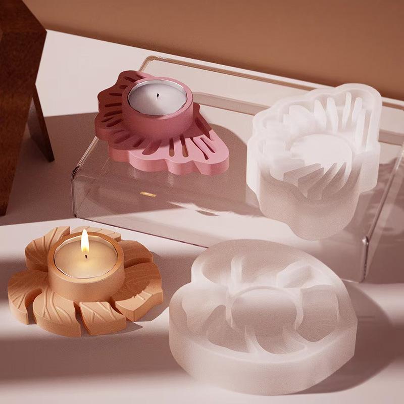 Aromatherapy Gypsum Shaped Leaf Candle Holder Ornament Silicone Mold DIY Leaf Candle Base Decorative Resin Mold Handmade Crafts