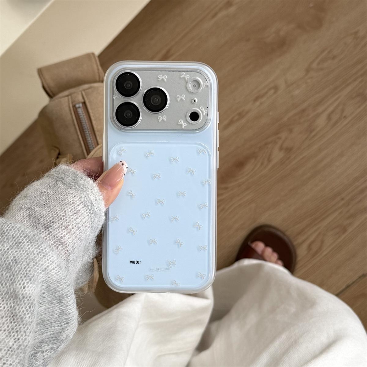 

iPhone 15 PRO/MAX Compatible Drop-proof Blue & White Window Bow Phone Case iPhone 16