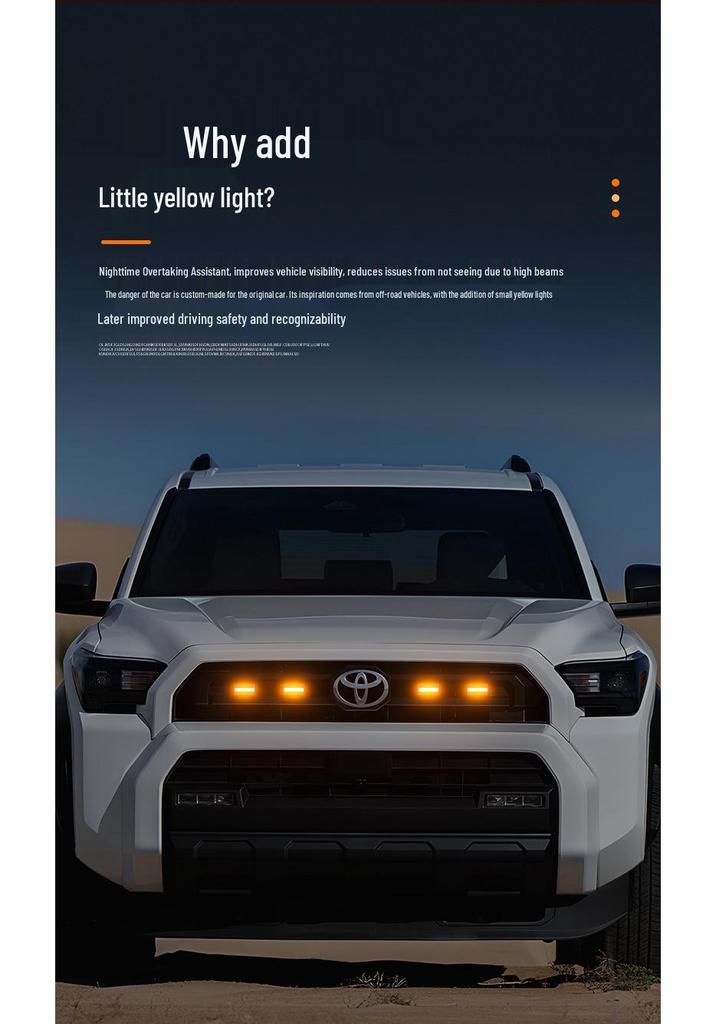 LED Yellow Daytime Running Light for 25-Model Toyota 4Runner TRD SR5 Grille, Small Size