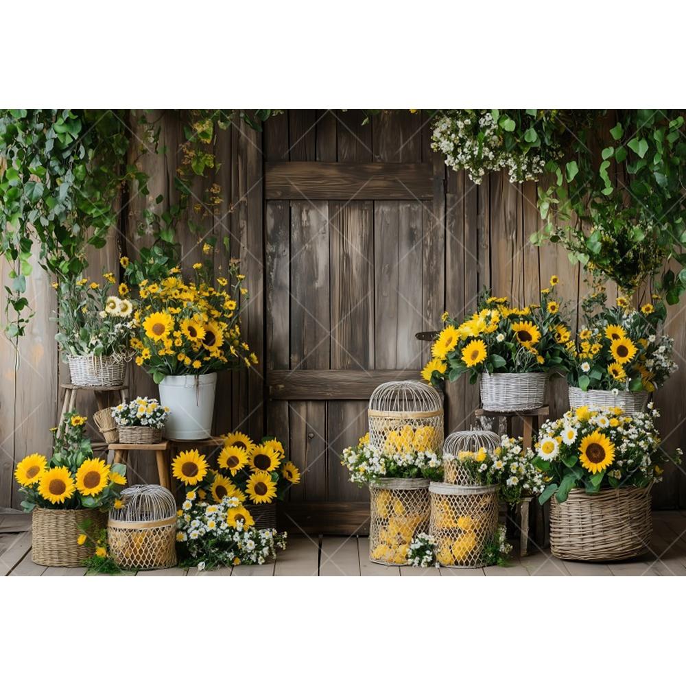 Farm Sunflower Photography Background Garden Flower Kids Birthday Party Cake Smash Baby Shower Portrait Backdrop Photo Studio