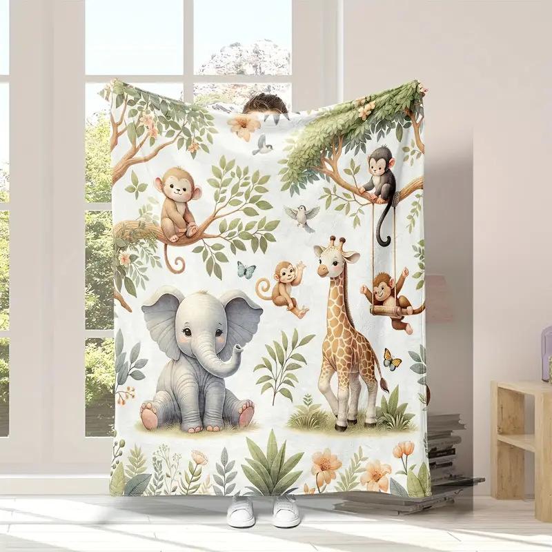 Giraffe Print Blanket Flannel Blanket for Sofa Office Bed Camping Travel Gift Blanket