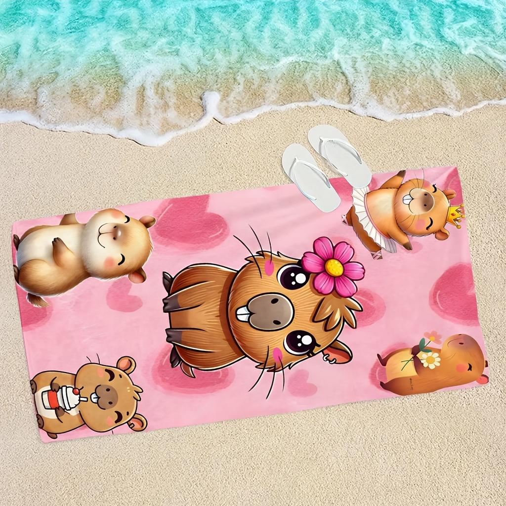 1 Stück Superweiches Niedliches Capybara Cartoon Handtuch, Lustiger Moderner Druck, Ideal für Strand, Pool, Fitnessstudio, Yoga, Perfektes Geburtstagsgeschenk