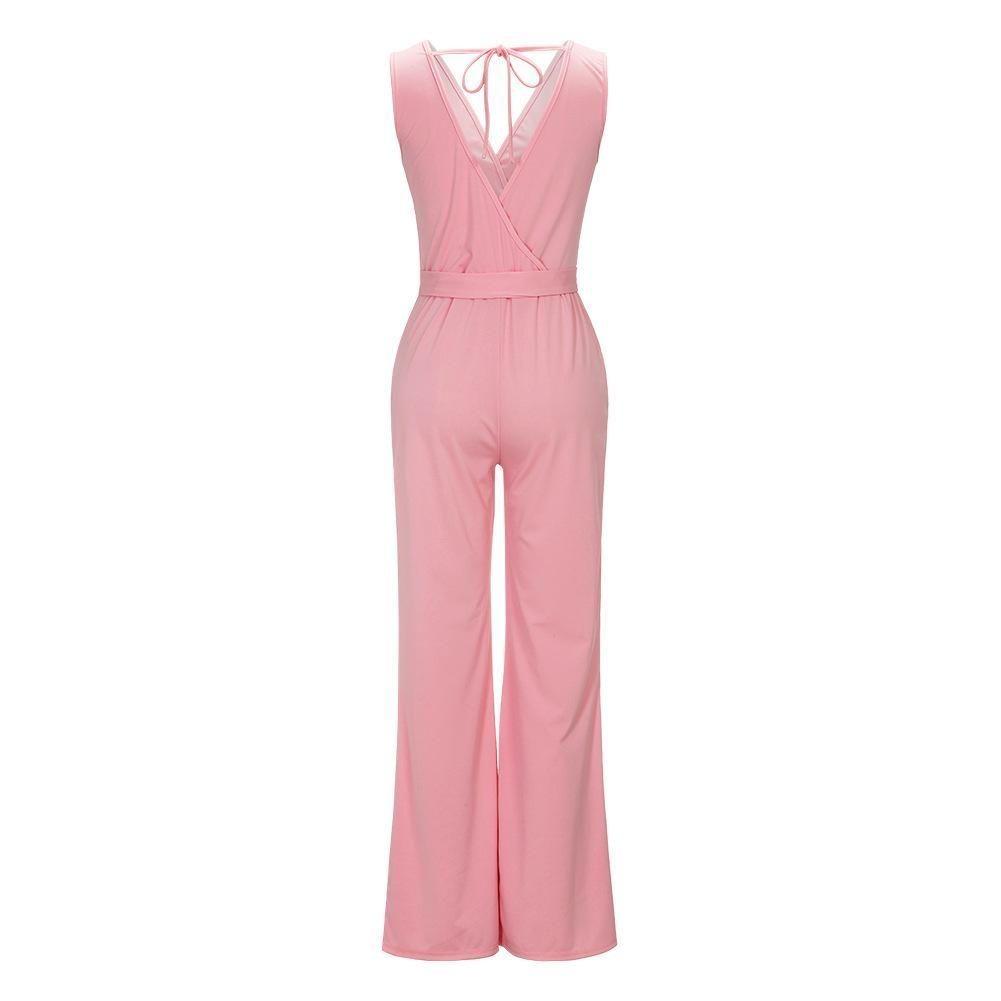 Women Sleeveless V Neck Backless Bandage Jumpsuit For Casual And Party Summer Elegance