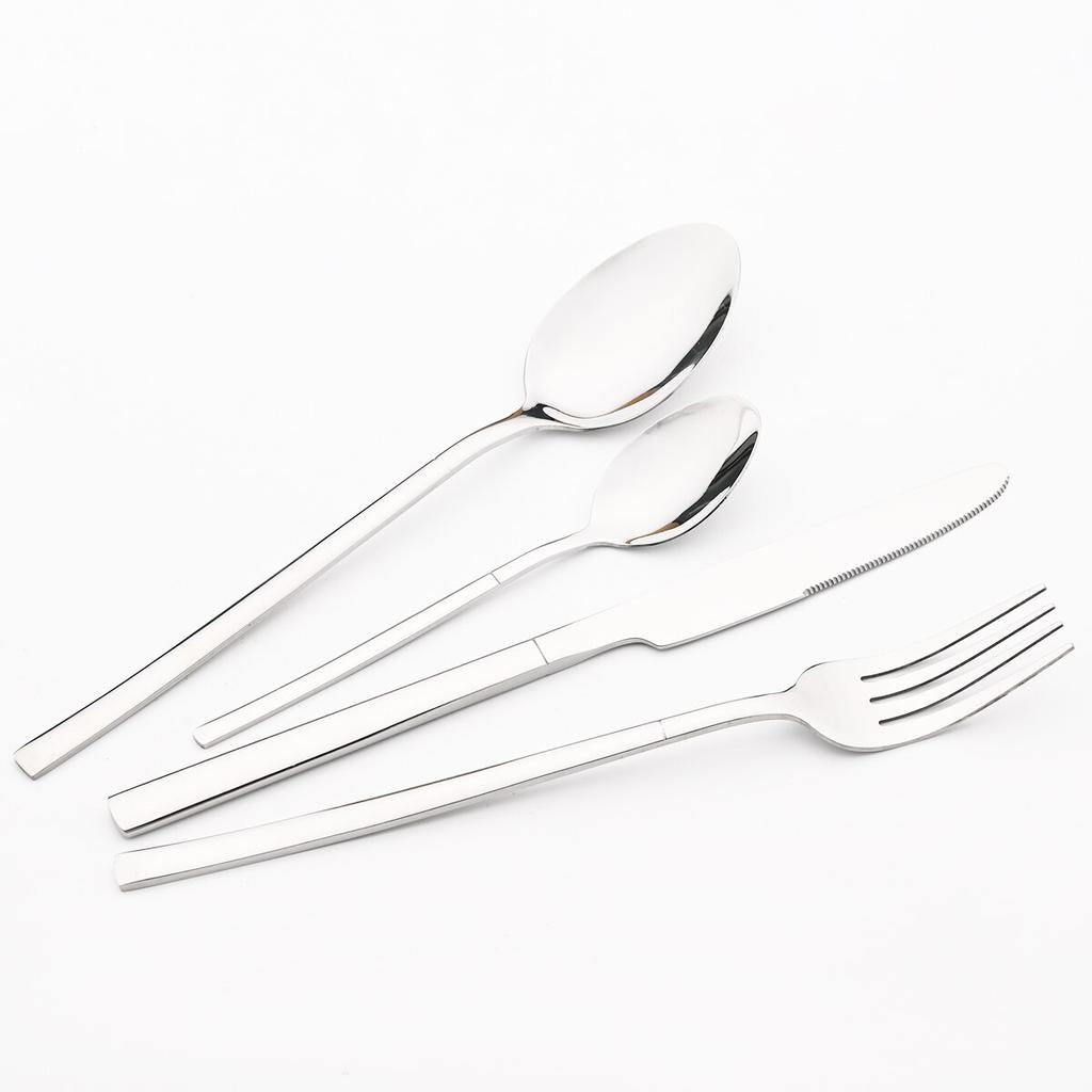 24pcs Black Gold Tableware Set Western Dinnerware Set Knife Forks Coffee Spoon Flatware Mirror Stainless Steel Kitchen Cutlery
