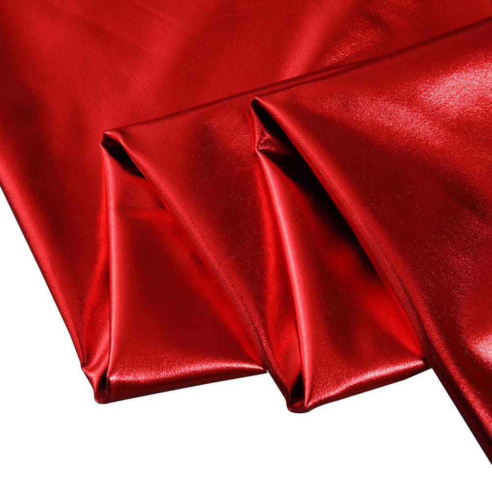 

59in x 19in Stretch Shiny Gold Foil Bronzing Spandex Fabric Glossy Material for DIY Stage Cosplay Costume Dress Background Decor 59x19in(150x50cm) червоний