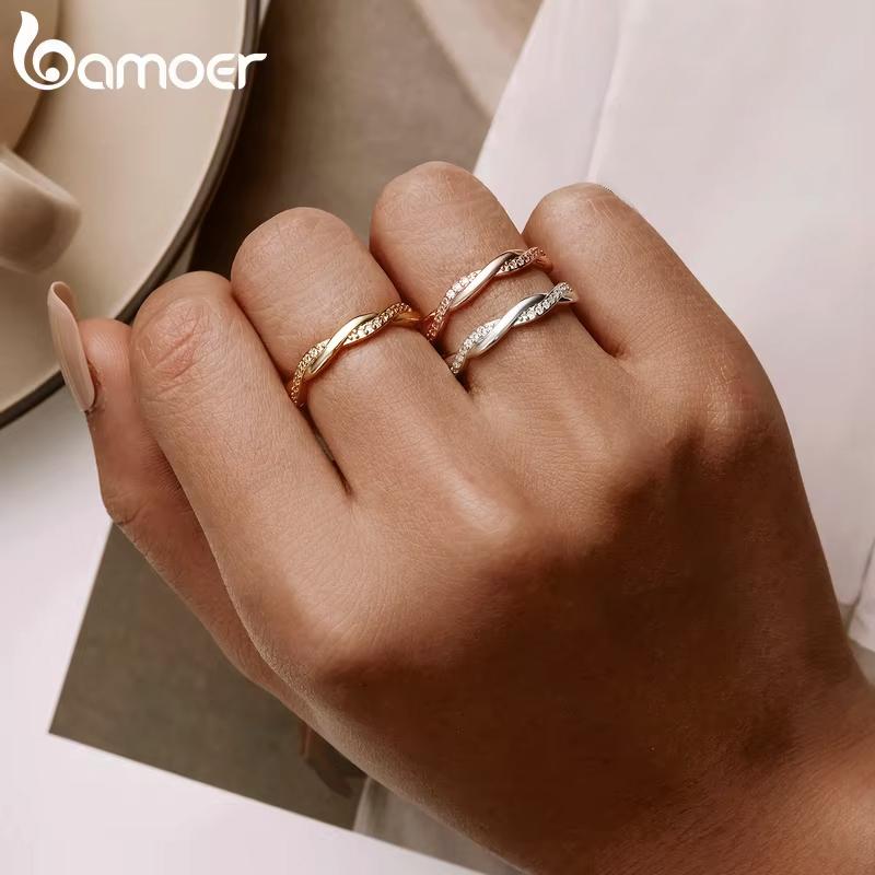 925 Sterling Silver Twisted Vine Cubic Zirconia Eternity Band Wedding Band Ring for Women 3 Colors