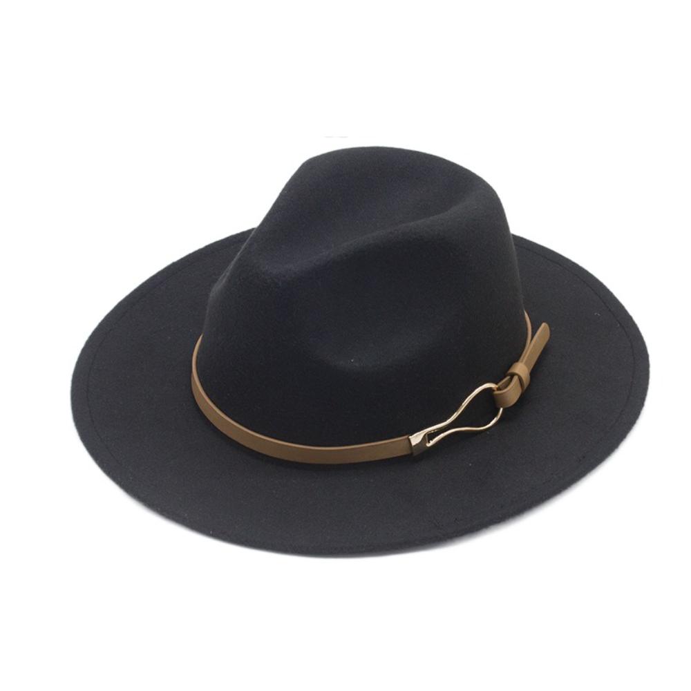 Wide Brim Jazz Hat Adjustable Panama Cap Fashion Felt Fedora Hats Unisex