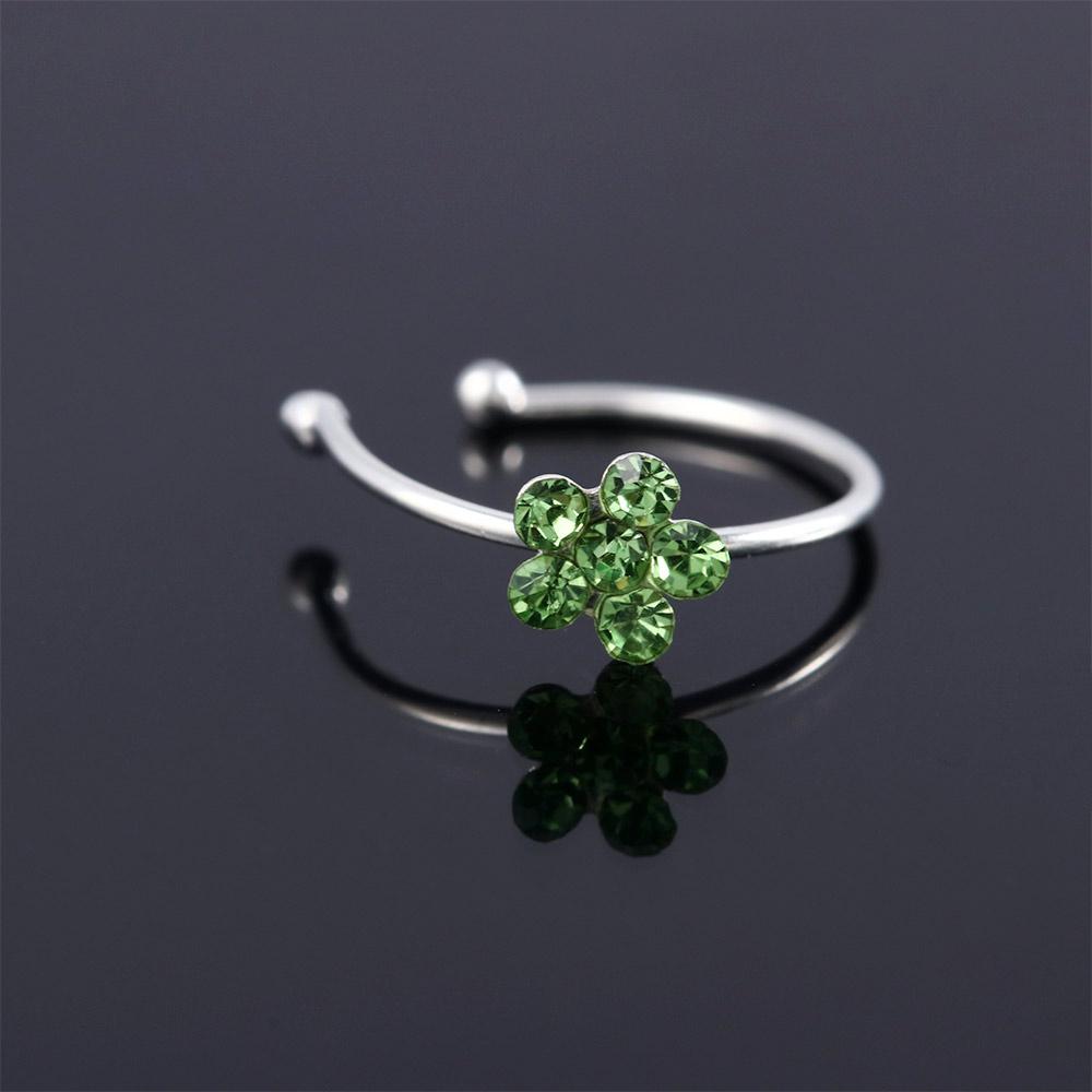 Rhinestone Ear Clip Nostril Stainless Steel Party Dress Crystal Fake Body Jewelry Nose Ring Hoop