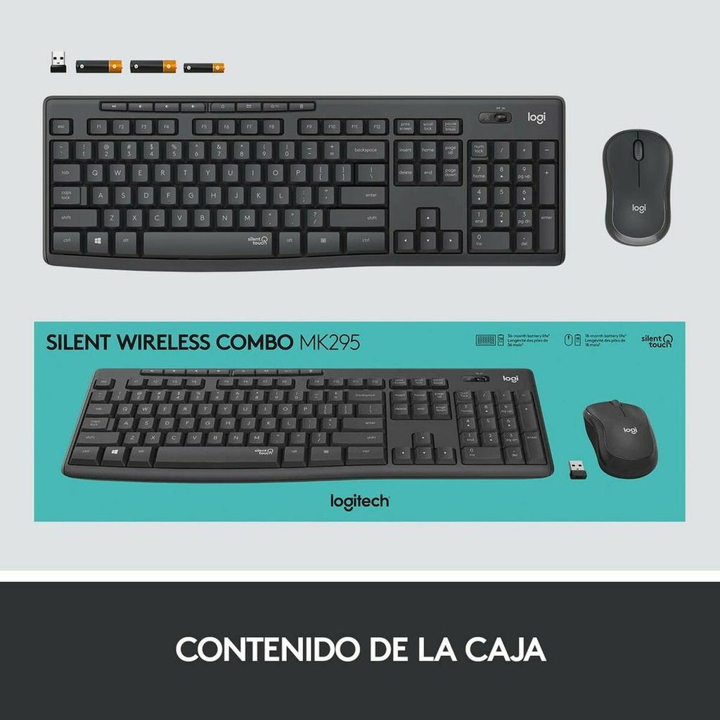 Keyboard and Wireless Mouse Logitech MK295 Grey Spanish Qwerty