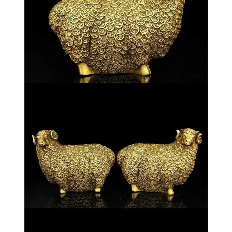 Lucky Zodiac Copper Sheep Ornaments Money Treasure Fortune Sheep Crafts Living Room Office Home Decor
