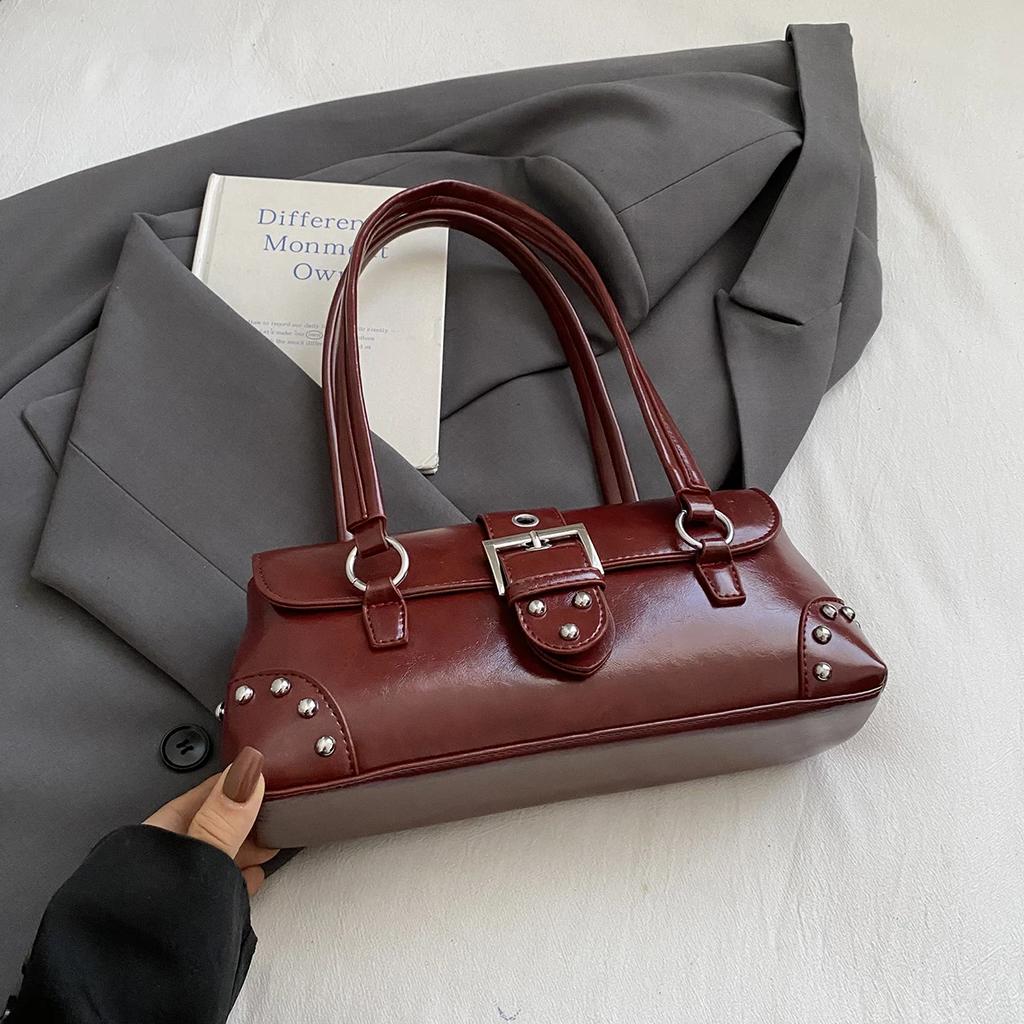 Women PU Leather Shoulder Bag 2025 Winter Retro Underarm Bag Luxury Designer Trend Female Small Handbags and Purses
