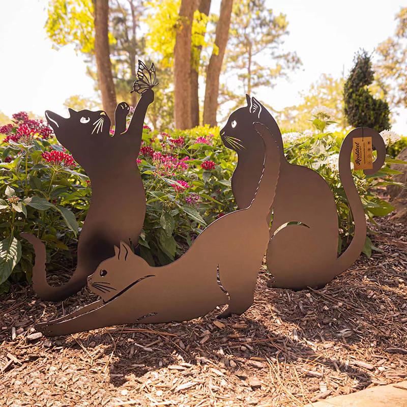 Katzen-Erdspieß, Ornament, Erdstecker, Outdoor, Garten, Balkon, Kunstdekoration, Metallhandwerk, Katzenornament für Katzenliebhaber