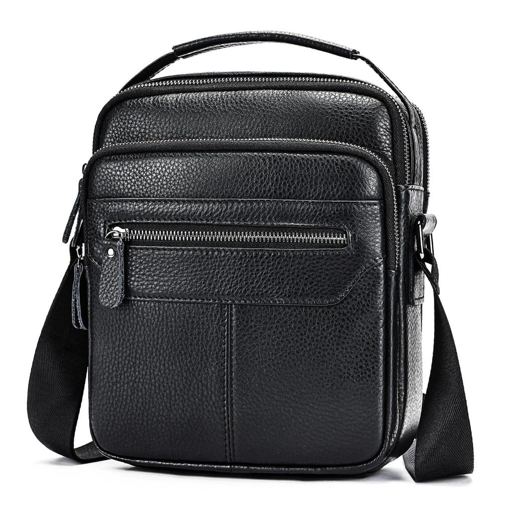 Malunte Men's Genuine Leather Single Shoulder Crossbody Bag – Soft Cowhide Small Backpack