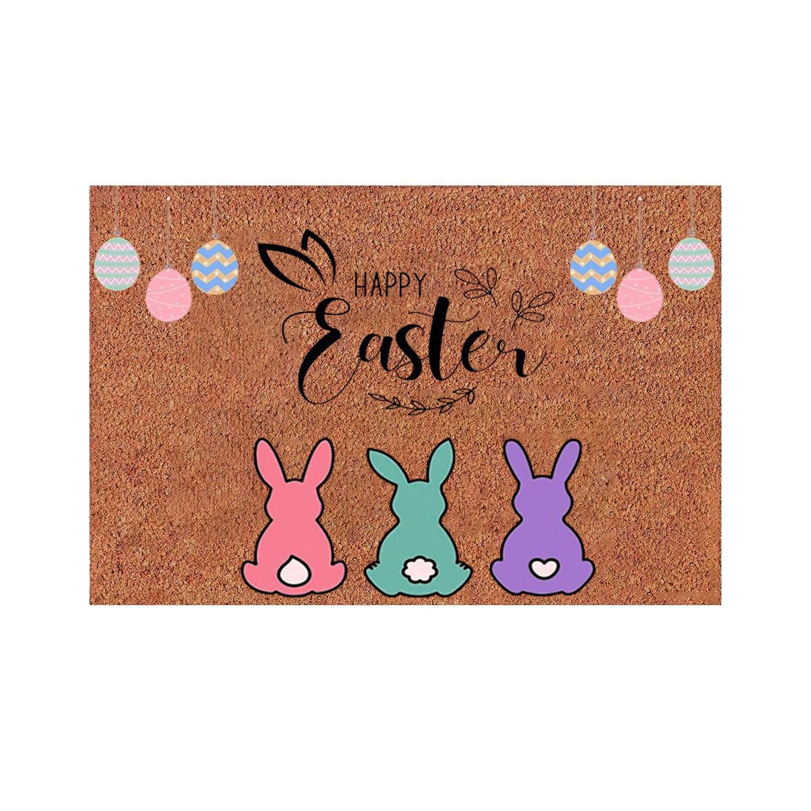 Every Bunny Welcome Doormat NonSlip Coir Entryway Mat with Bunny Print for Indoor Outdoor Entrance Porch Patio One Size