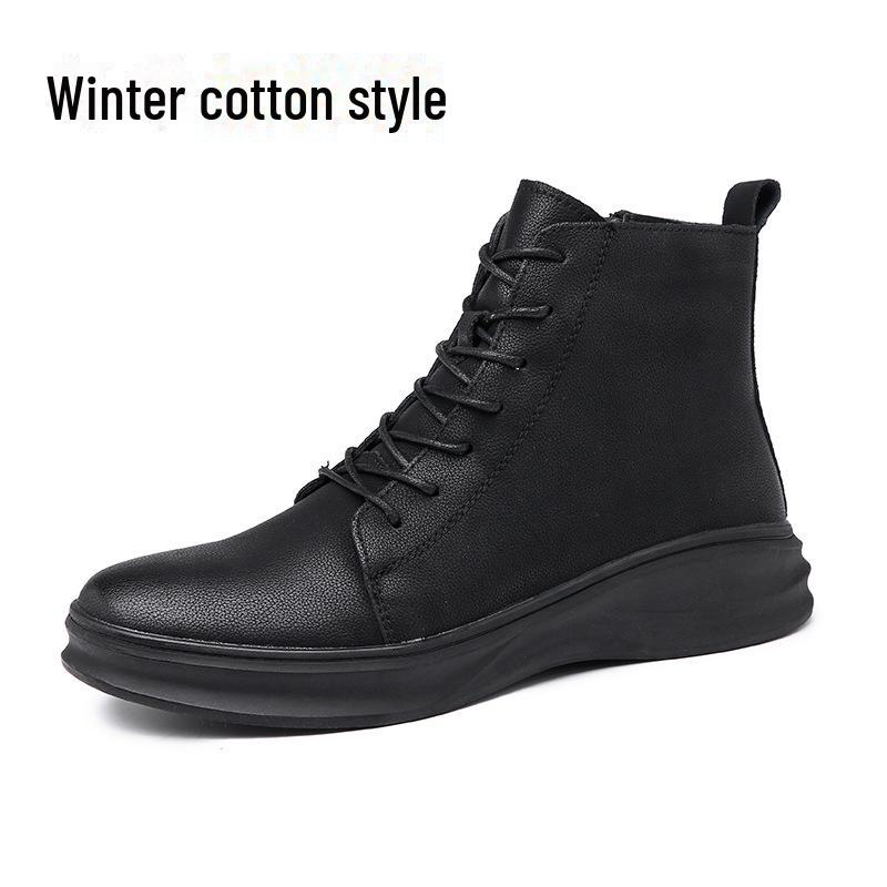 

Men s British Style High-Top Martin Boots, Winter Plus Velvet Cotton Shoes, All-Match Work, and Mid-Top Snow Boots. 40