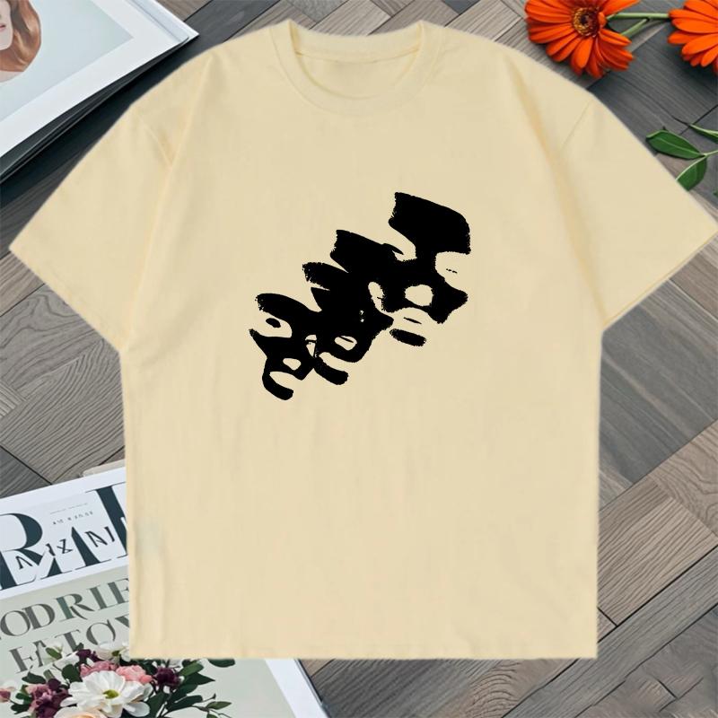 Summer Style Short-Sleeve T-Shirt with Face Print Loose Cotton Loose Trend Fashion Oversized Tee