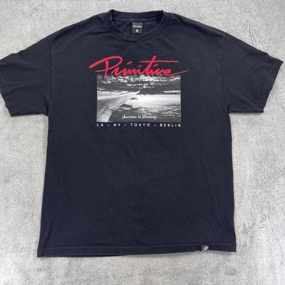 Primitive Apparel T-Shirt Herren XL Schwarz Baumwolle Rundhals Erfolg ist Schicksal