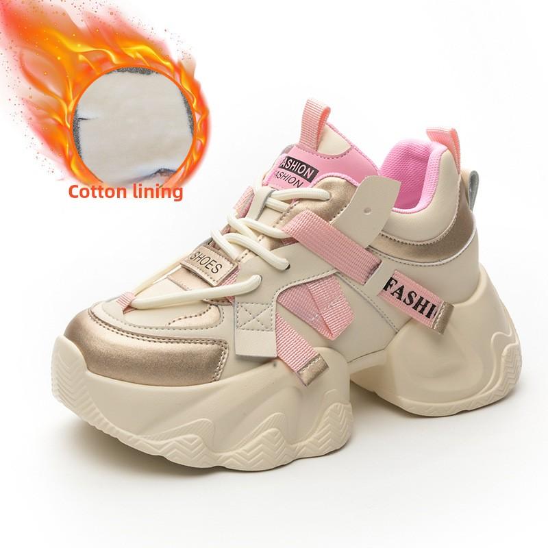 Kožené Dámské Boty Jaro Léto Muffin Silná podrážka Uvnitř Zvedací Sportovní Neformální Boty Staré