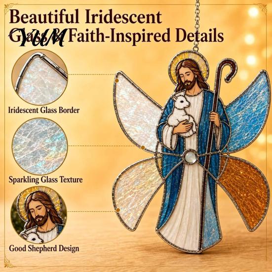 DIY Hanging Ornament Supplies Christian Suncatcher Kit, Stained Glass Style Religious Sun Catcher, Relaxing Handcraft Gifts Iridescent for Window