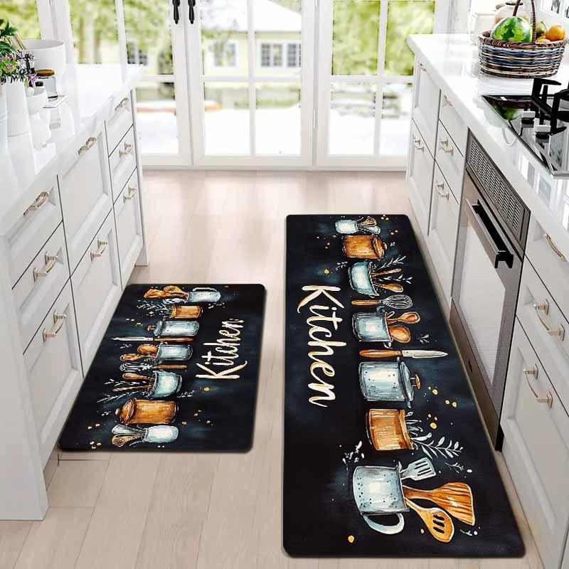 Black Stain-Resistant Kitchen Tool Carpet Kitchen Rug Soft Doormat Welcome Mat Rug For Bedroom Carpet For Live Room Home
