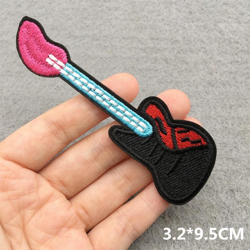 Music Optical Disc Embroidered Rock Patches On Clothes Headset Guitar Stripes Iron On Patches For Clothing Diy Appliques