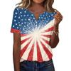 Women's T Shirt Independence Day Print Button Short Sleeve Daily Weekend Fashion Basic V- Neck Regular Top