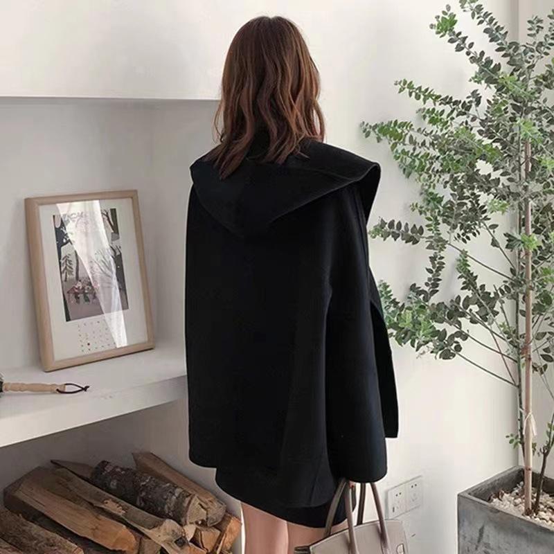 Wolljacke für Damen Herbst Französisch Elegant Petite Umhang Mantel Weibliche Oberbekleidung Vielseitige Strickjacke Mantel Offener Stich Umhang