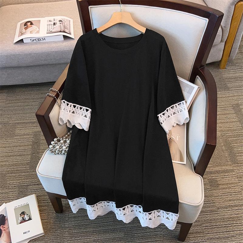 

Women s Plus Size Slimming Loose Long Sleeve T-shirt (200-350 jin) 7119 5XL чорний