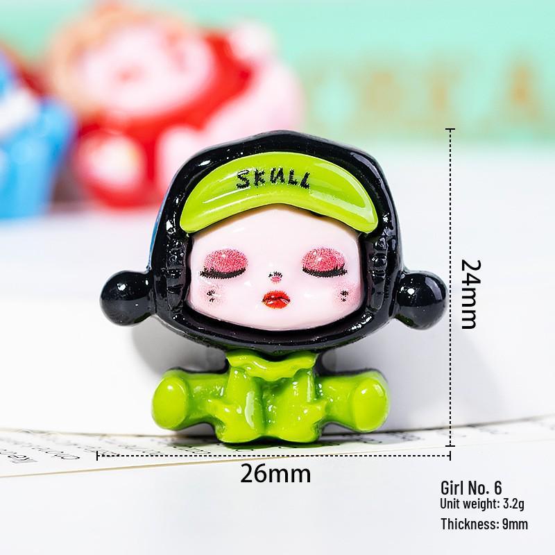 Cartoon Girl Resin Accessories: Cute Sitting Pose DIY Phone Case, Keychain, and Headwear Components