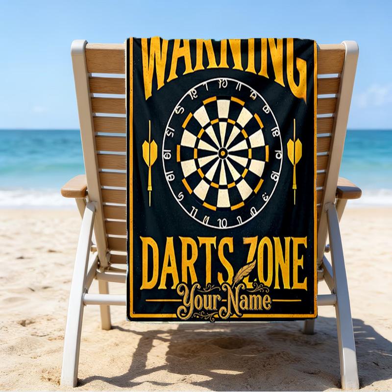 Custom Name Beach Towel Throw Darts Printed Beach Towel, Soft Microfiber, Gift for Her/Him, Birthday, for Pool, Beach, Travel, Fan Gifts