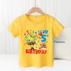 SpongeBobs Children Birthday Clothes Boy Girl Number Cotton T Shirt Short Sleeve Kids Clothes Cartoon Summer Toddler Tee Tops